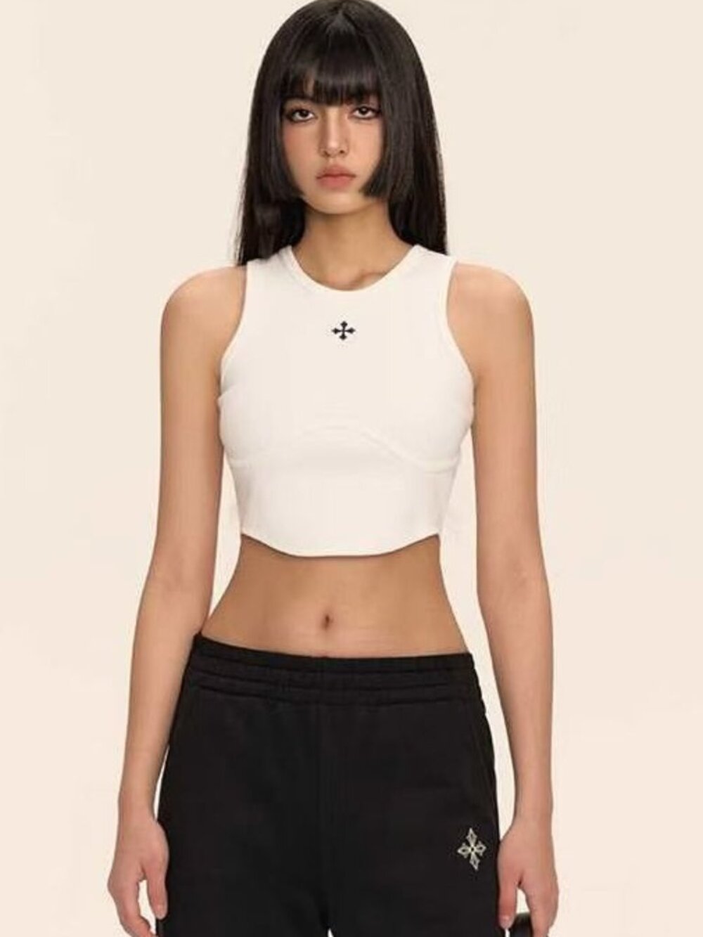 CLIMAXVISION White Cropped Tank Top Size S
